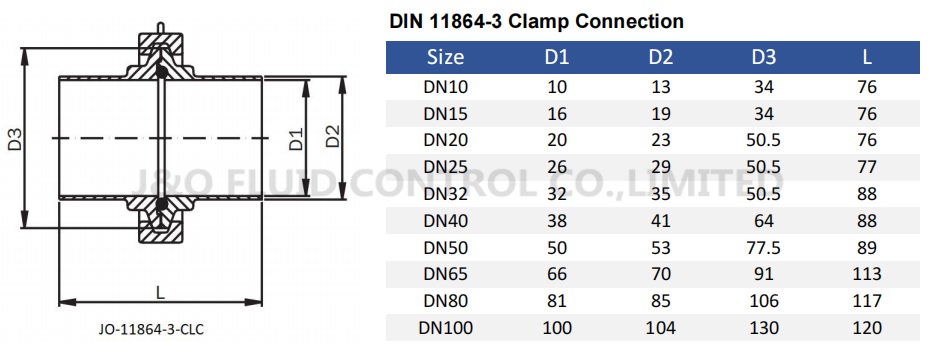 Hygienic Stainless Steel Din Aseptic Clamp Connection China