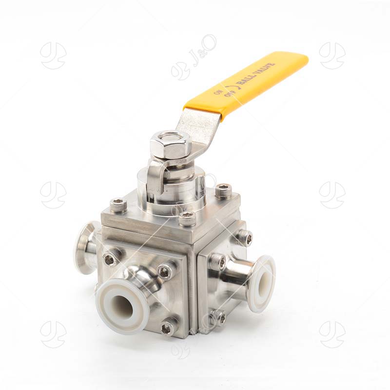 Sanitary Stainless Steel Tri Clamp Pfa Lined Three Way Ball Valve